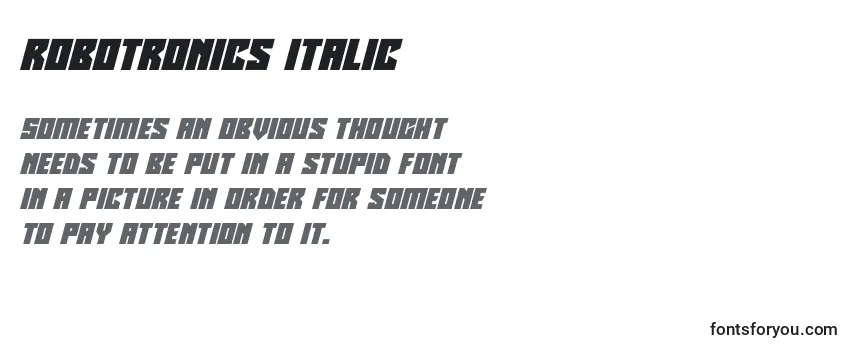 Robotronics Italic (138909) -fontin tarkastelu