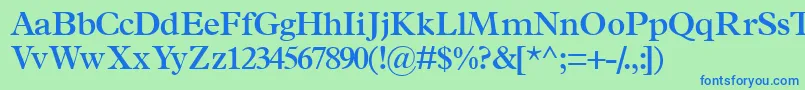 TerminussskSemibold-fontti – siniset fontit vihreällä taustalla