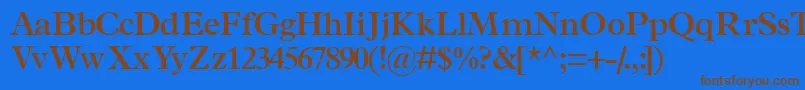 フォントTerminussskSemibold – 茶色の文字が青い背景にあります。
