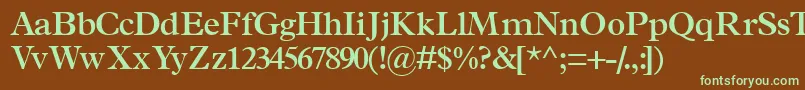フォントTerminussskSemibold – 緑色の文字が茶色の背景にあります。