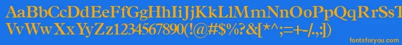 フォントTerminussskSemibold – オレンジ色の文字が青い背景にあります。