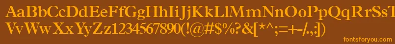 TerminussskSemibold-Schriftart – Orangefarbene Schriften auf braunem Hintergrund
