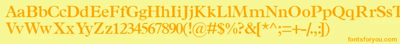 フォントTerminussskSemibold – オレンジの文字が黄色の背景にあります。