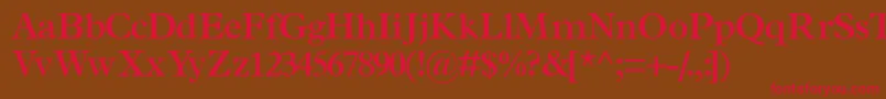フォントTerminussskSemibold – 赤い文字が茶色の背景にあります。