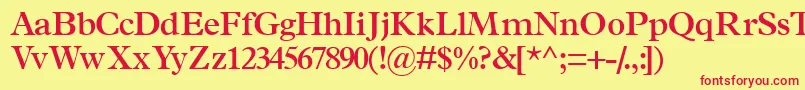 フォントTerminussskSemibold – 赤い文字の黄色い背景