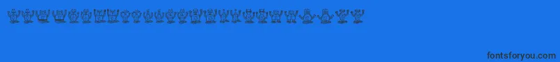 Robotter-Schriftart – Schwarze Schriften auf blauem Hintergrund