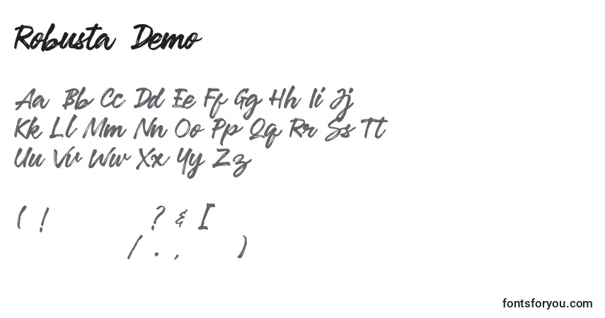 Schriftart Robusta Demo – Alphabet, Zahlen, spezielle Symbole