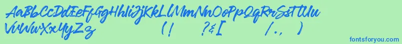フォントRobusta Demo – 青い文字は緑の背景です。
