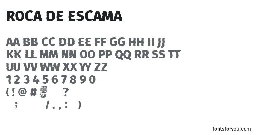 A fonte Roca de Escama – alfabeto, números, caracteres especiais