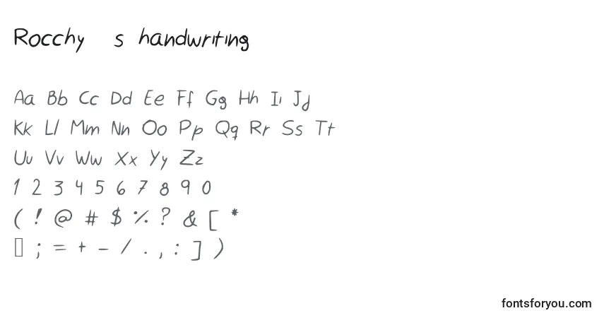 A fonte Rocchy  s handwriting – alfabeto, números, caracteres especiais