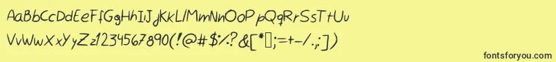 Rocchy  s handwriting Font – Black Fonts on Yellow Background