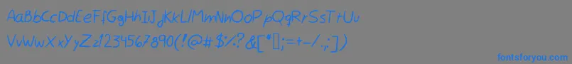 Rocchy  s handwriting-Schriftart – Blaue Schriften auf grauem Hintergrund