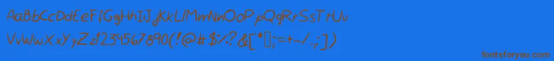 Rocchy  s handwriting Font – Brown Fonts on Blue Background
