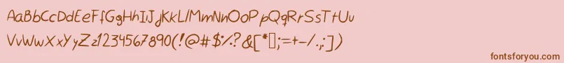 Rocchy  s handwriting Font – Brown Fonts on Pink Background