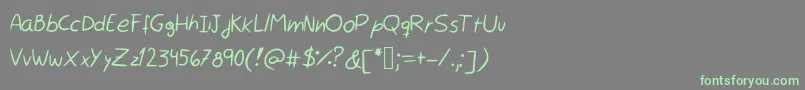 Fonte Rocchy  s handwriting – fontes verdes em um fundo cinza