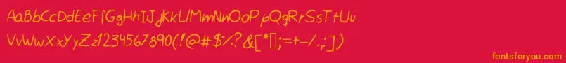 Fonte Rocchy  s handwriting – fontes laranjas em um fundo vermelho