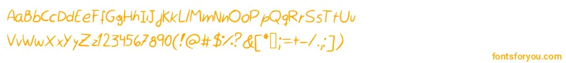 Rocchy  s handwriting-Schriftart – Orangefarbene Schriften auf weißem Hintergrund