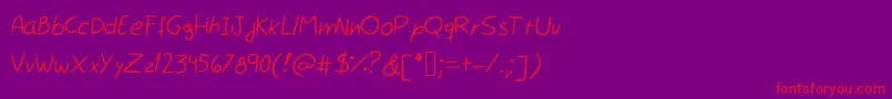 フォントRocchy  s handwriting – 紫の背景に赤い文字