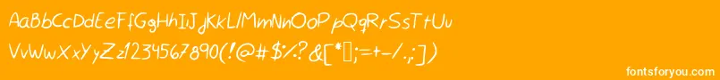 Rocchy  s handwriting Font – White Fonts on Orange Background