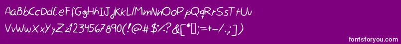 フォントRocchy  s handwriting – 紫の背景に白い文字