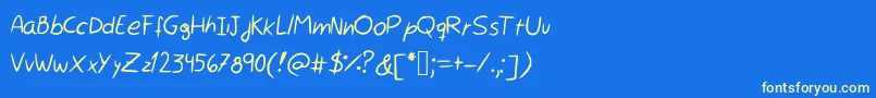 フォントRocchy  s handwriting – 黄色の文字、青い背景