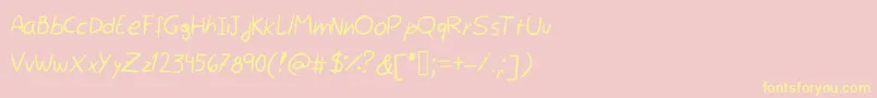 Шрифт Rocchy  s handwriting – жёлтые шрифты на розовом фоне