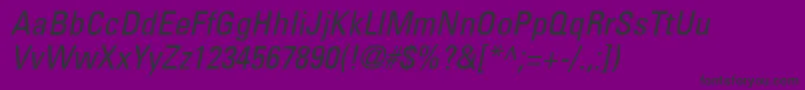 UniversLt57CondensedOblique-fontti – mustat fontit violetilla taustalla
