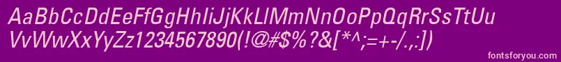 UniversLt57CondensedOblique Font – Pink Fonts on Purple Background