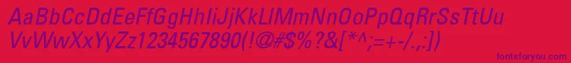 UniversLt57CondensedOblique Font – Purple Fonts on Red Background