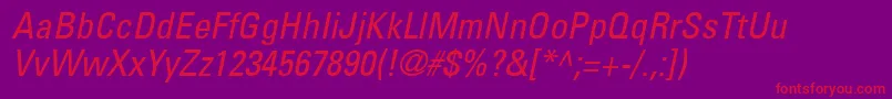 UniversLt57CondensedOblique Font – Red Fonts on Purple Background