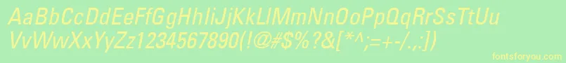 UniversLt57CondensedOblique Font – Yellow Fonts on Green Background