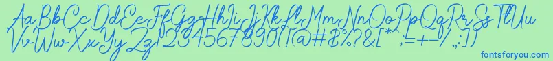 Rochella-Schriftart – Blaue Schriften auf grünem Hintergrund