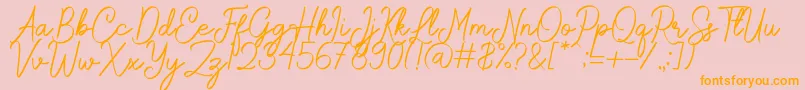 Rochella-Schriftart – Orangefarbene Schriften auf rosa Hintergrund