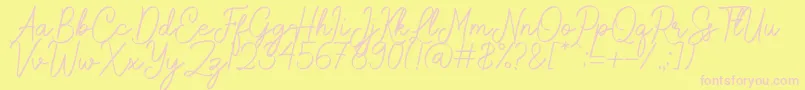 Rochella Font – Pink Fonts on Yellow Background