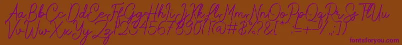 Rochella-Schriftart – Violette Schriften auf braunem Hintergrund