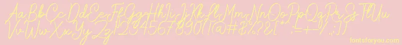 Rochella-Schriftart – Gelbe Schriften auf rosa Hintergrund