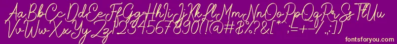 Rochella-Schriftart – Gelbe Schriften auf violettem Hintergrund