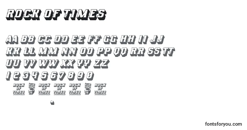 Schriftart Rock of Times – Alphabet, Zahlen, spezielle Symbole