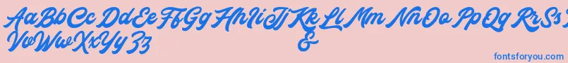 Rocka  Billy Demo Version-Schriftart – Blaue Schriften auf rosa Hintergrund