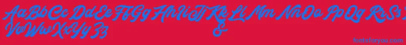 フォントRocka  Billy Demo Version – 赤い背景に青い文字