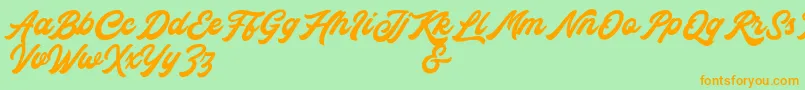 Rocka  Billy Demo Version Font – Orange Fonts on Green Background