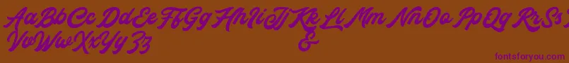 Rocka  Billy Demo Version-Schriftart – Violette Schriften auf braunem Hintergrund