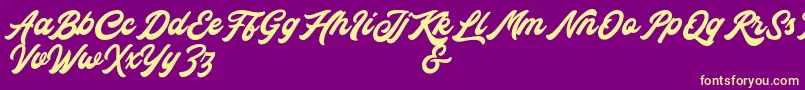 Rocka  Billy Demo Version-fontti – keltaiset fontit violetilla taustalla