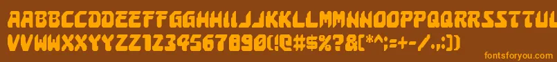 AstropolisCondensed-fontti – oranssit fontit ruskealla taustalla