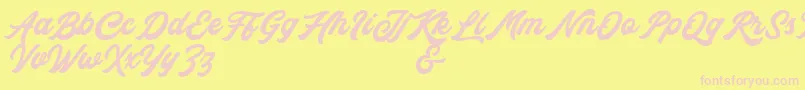 Rocka  Billy Demo Version-fontti – vaaleanpunaiset fontit keltaisella taustalla