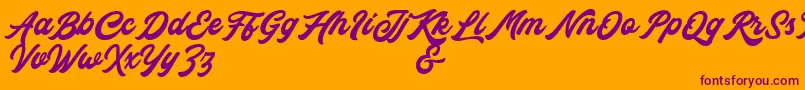 Rocka  Billy Demo Version-fontti – violetit fontit oranssilla taustalla