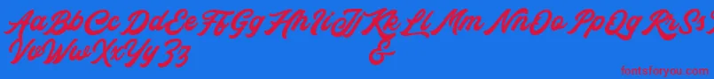 Rocka  Billy Demo Version Font – Red Fonts on Blue Background