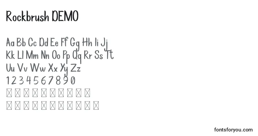 Шрифт Rockbrush DEMO – алфавит, цифры, специальные символы