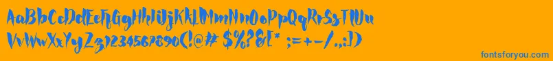 フォントRocke – オレンジの背景に青い文字