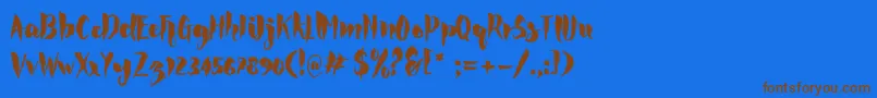 Rocke-Schriftart – Braune Schriften auf blauem Hintergrund